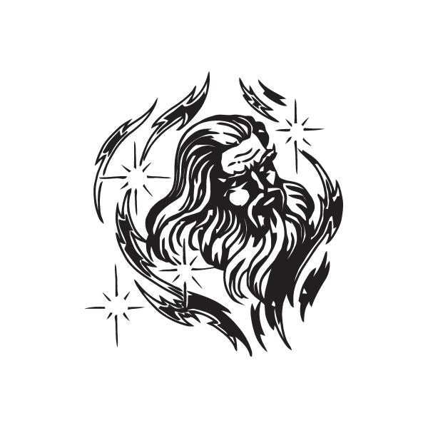 Wizard head decal, black and white