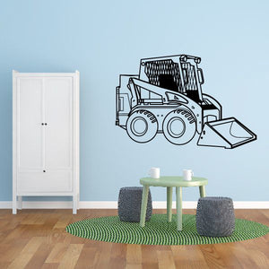 Skid steer loader wall decal with detailed line-art vehicle and bucket.