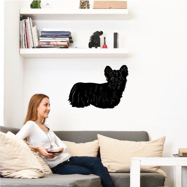 Skye Terrier wall decal, black detailed dog silhouette