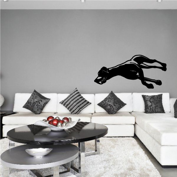 Sleeping Great Dane decal with black dog figure on wall