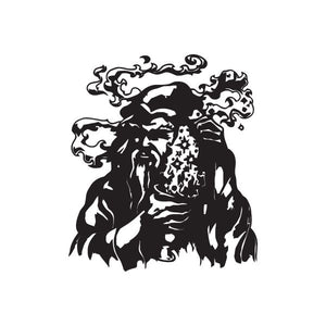 Black wizard portrait decal with ornate smoke and potion bottle graphic