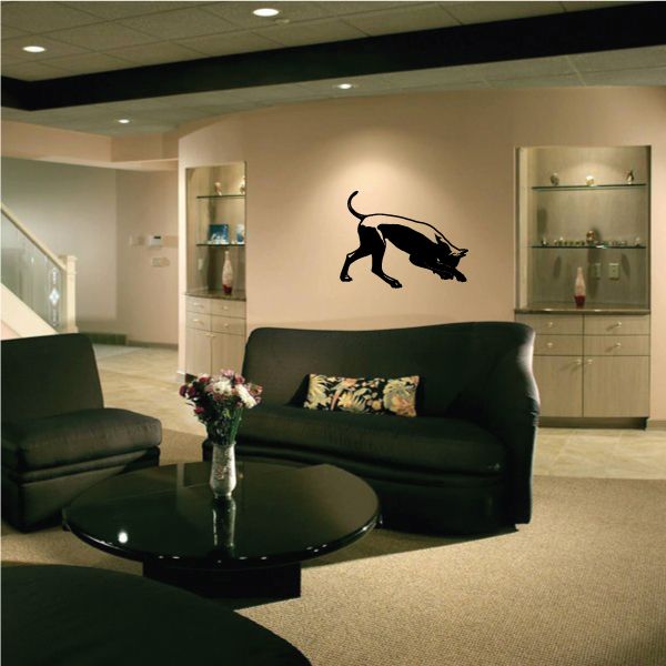 Black Doberman Pinscher sniffing decal with detailed profile silhouette