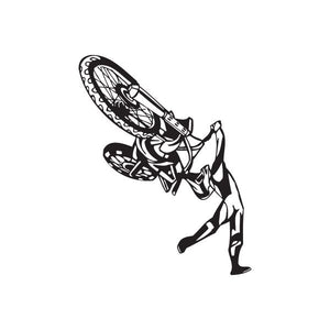 Superman dirt bike graphic decal, black and white motocross rider