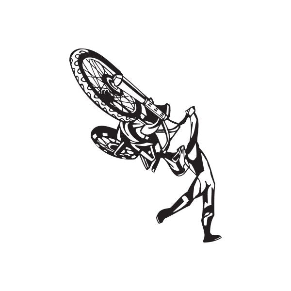Superman dirt bike graphic decal, black and white motocross rider