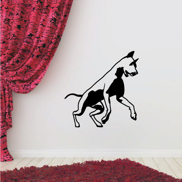 Surprised Doberman Pinscher wall decal with black silhouette