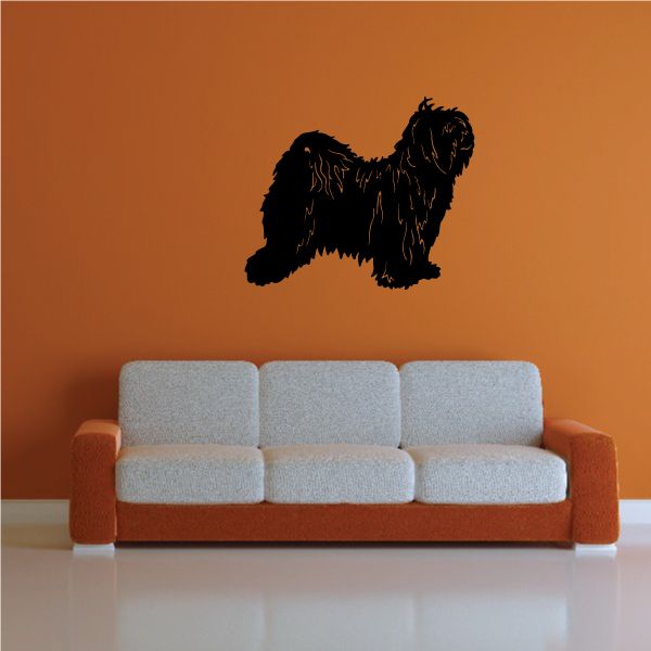 Black Tibetan Terrier dog silhouette wall decal