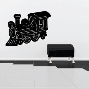Train engine wall decal, black locomotive silhouette