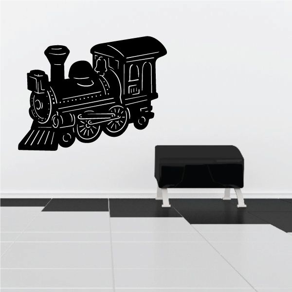 Train engine wall decal, black locomotive silhouette