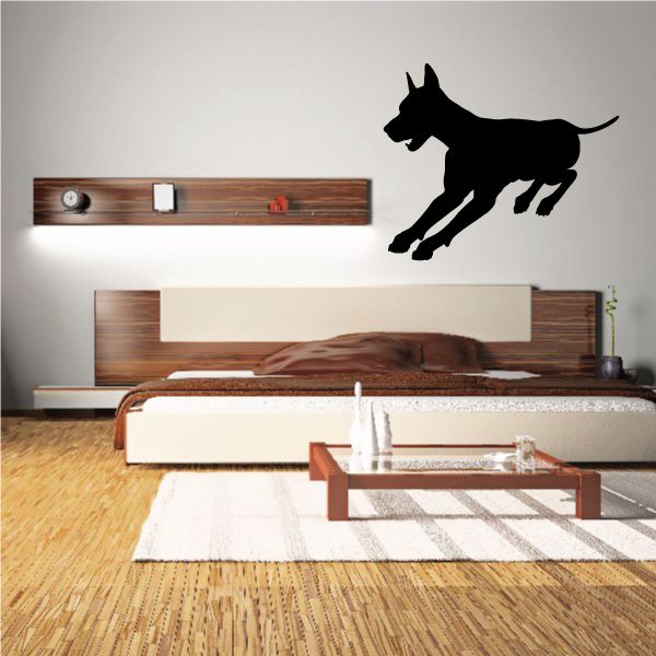 Doberman Pinscher decal: black dog silhouette mid-turn, detailed features