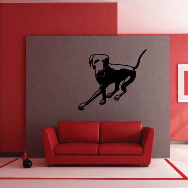 Great Dane turning wall decal with black dog silhouette
