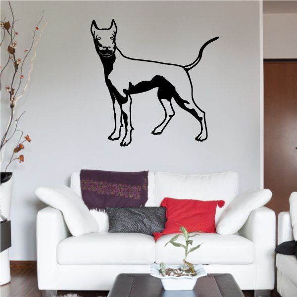 Doberman Pinscher decal with black dog silhouette in vigilant stance