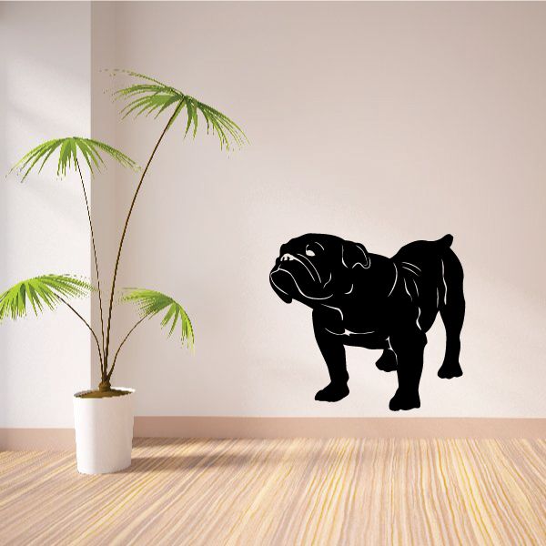 Walking bulldog wall decal, black detailed silhouette