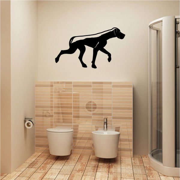 Walking Great Dane decal with black dog silhouette