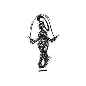 Black weight lifting wall decal of a hooded roper wrestler holding weights