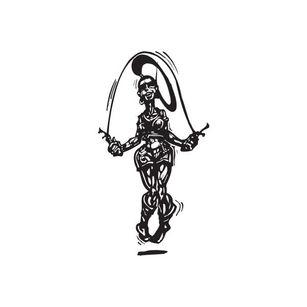 Black weight lifting wall decal of a hooded roper wrestler holding weights
