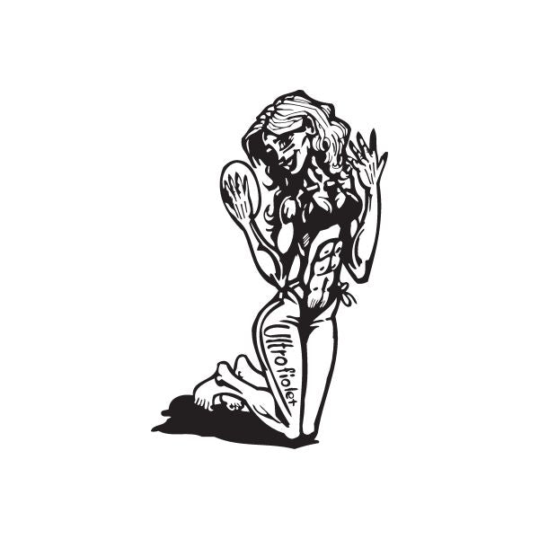 Weight lifting woman wall decal, black silhouette with outstretched arms