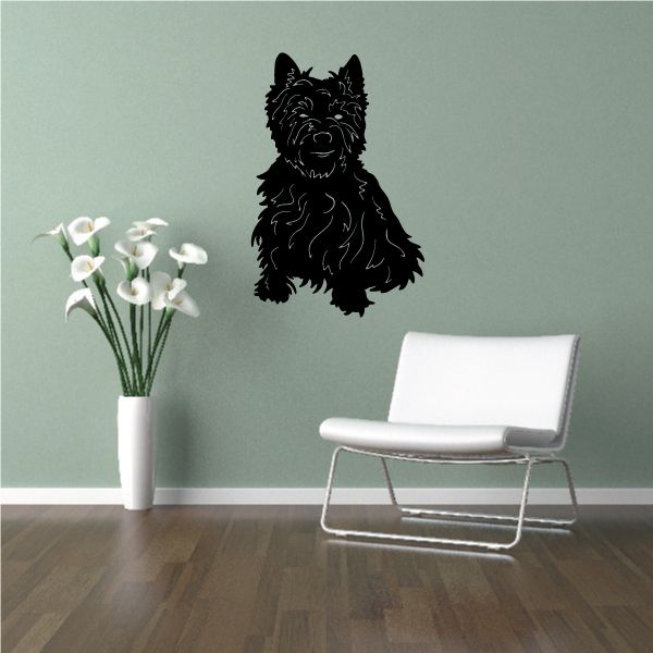West Highland White Terrier wall decal of standing dog with detailed fur silhouette