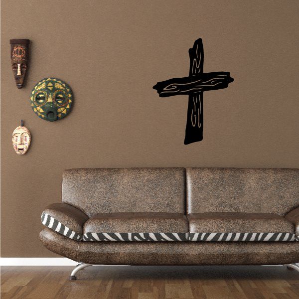 Image of Detailed Wooden Cross Decal