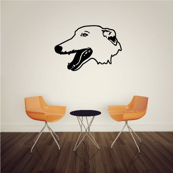 Yawning dog face decal with detailed black line art