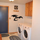 Devil Beak bird decal, black stylized beak and eye on wall