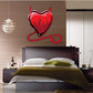 Devil heart Valentine sticker with red horned flame heart and curled tail