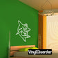 Devil horned shark vinyl decal, white double shark head design