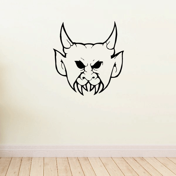 Devil masquerade mask decal, black horned face with pointed goatee