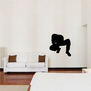 Praying man silhouette wall decal, black figure in kneeling pose