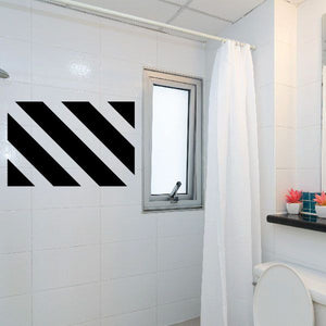 Diagonal line wall pattern vinyl decal with bold black slanted stripes