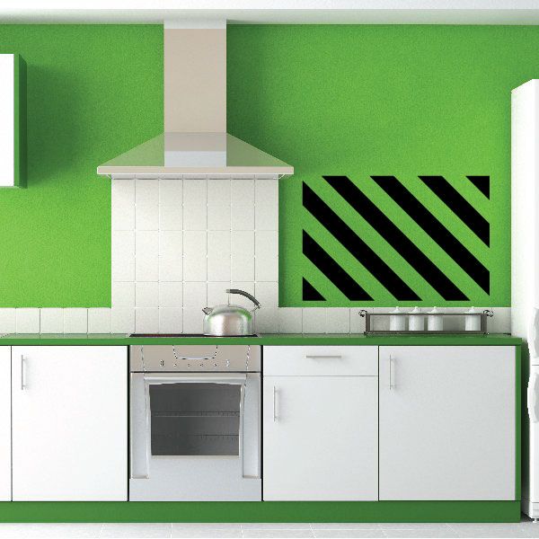 Vinyl wall decal with bold black diagonal stripe pattern