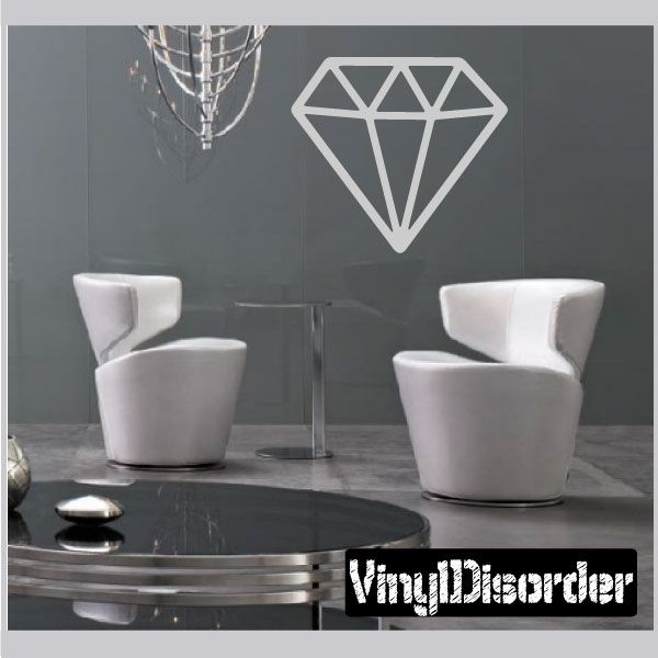 Diamond decal sticker with white outline diamond and three internal facets