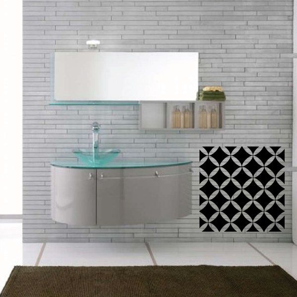 Diamond wall pattern vinyl decal, repeating black interlocking diamond shapes