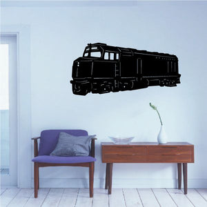 Diesel train engine wall decal, black locomotive silhouette