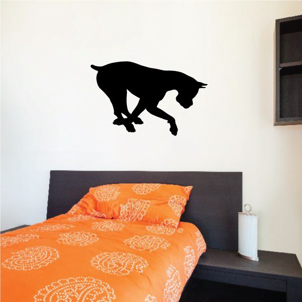 Black digging boxer dog wall decal silhouette