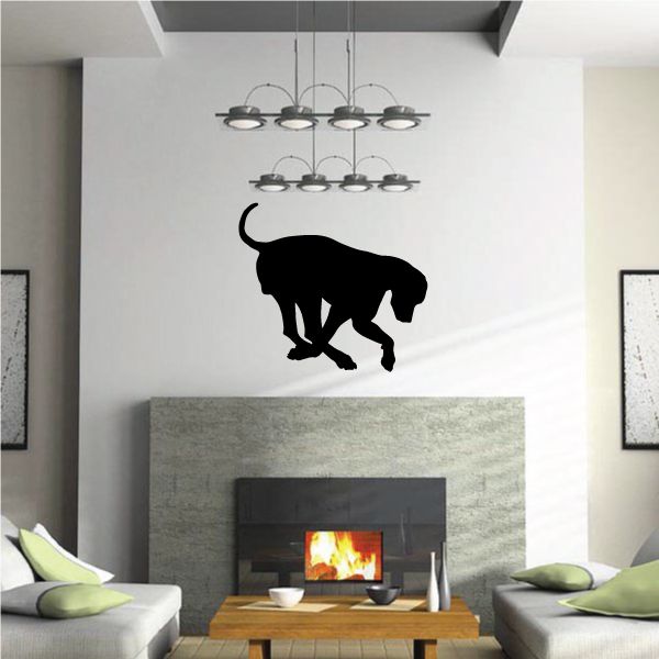 Black digging hound dog silhouette wall decal, standing with paws reaching down