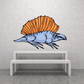 Dimetrodon sticker with orange sail and blue dinosaur face with whiskers