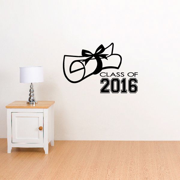 Graduation class wall decal with bow and ribbon, reads Class of 2016
