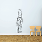 Horse decal of a walking horse with saddle and rope, black line art