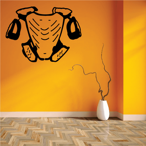 Dirt bike chest pad decal, black graphic on orange surface
