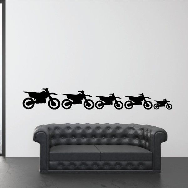 Dirt bike family kit decal with row of black dirt bike silhouettes