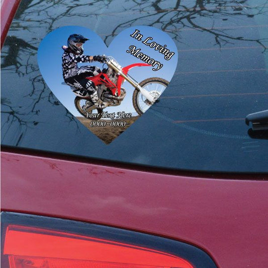 Image of Dirt Bike In Loving Memory Custom Heart Sticker