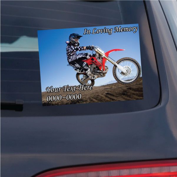 Image of Dirt Bike In Loving Memory Custom Rectangle Sticker