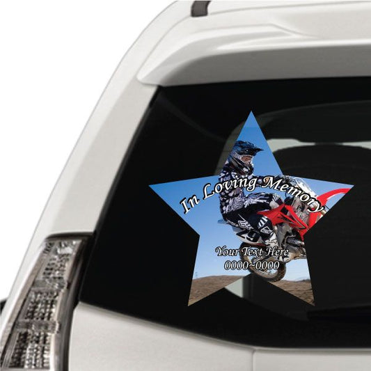 Image of Dirt Bike In Loving Memory Custom Star Sticker