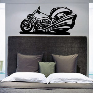Vinyl dirt bike wall decal with black motorbike silhouette