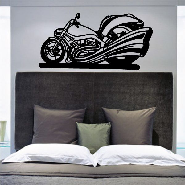 Vinyl dirt bike wall decal with black motorbike silhouette