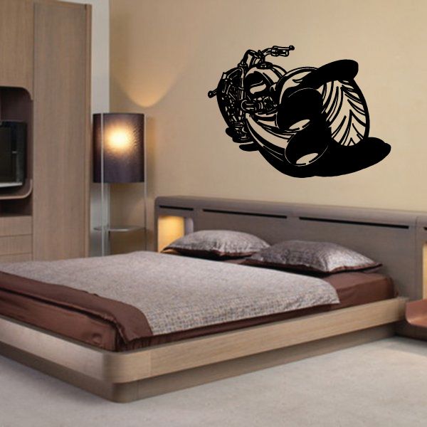 Black dirt bike wall vinyl decal, motocross rider silhouette