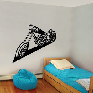Dirt bike wall decal vinyl with black outline motorcycle in triangular shape