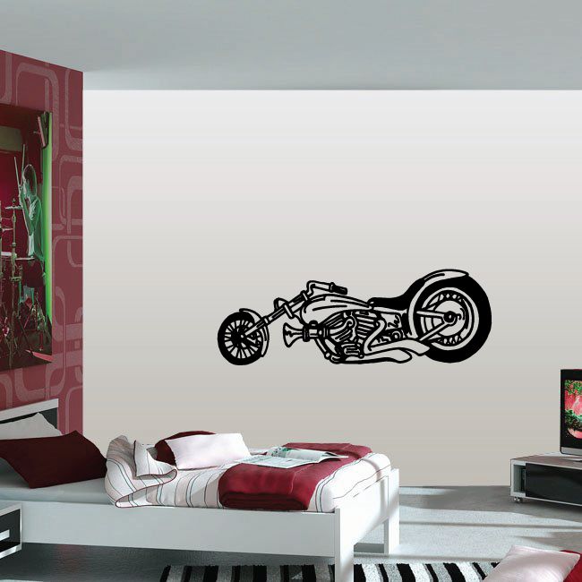 Vinyl wall decal of a black dirt bike silhouette