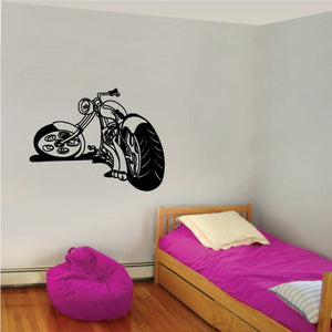 Dirt bike wall decal vinyl with black outline off-road motorcycle graphic