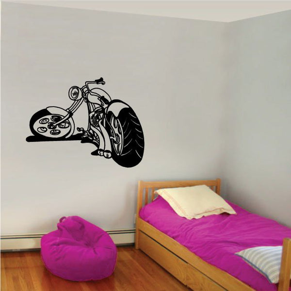 Dirt bike wall decal vinyl with black outline off-road motorcycle graphic